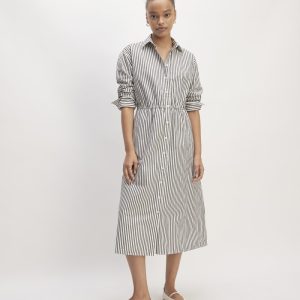 The Supima? Cotton Midi Shirt Dress | Optic White / Black