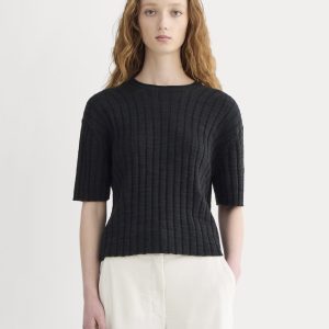 The Oversized Tee in Cotton Linen | Black