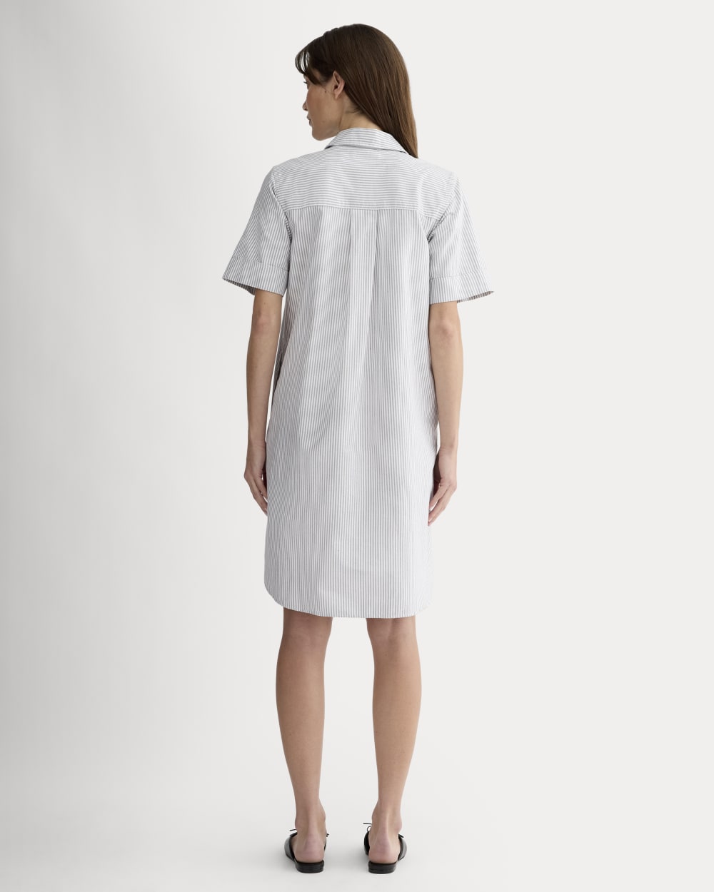The Oxford Short-Sleeve Shirt Dress | Charcoal / White - Image 4