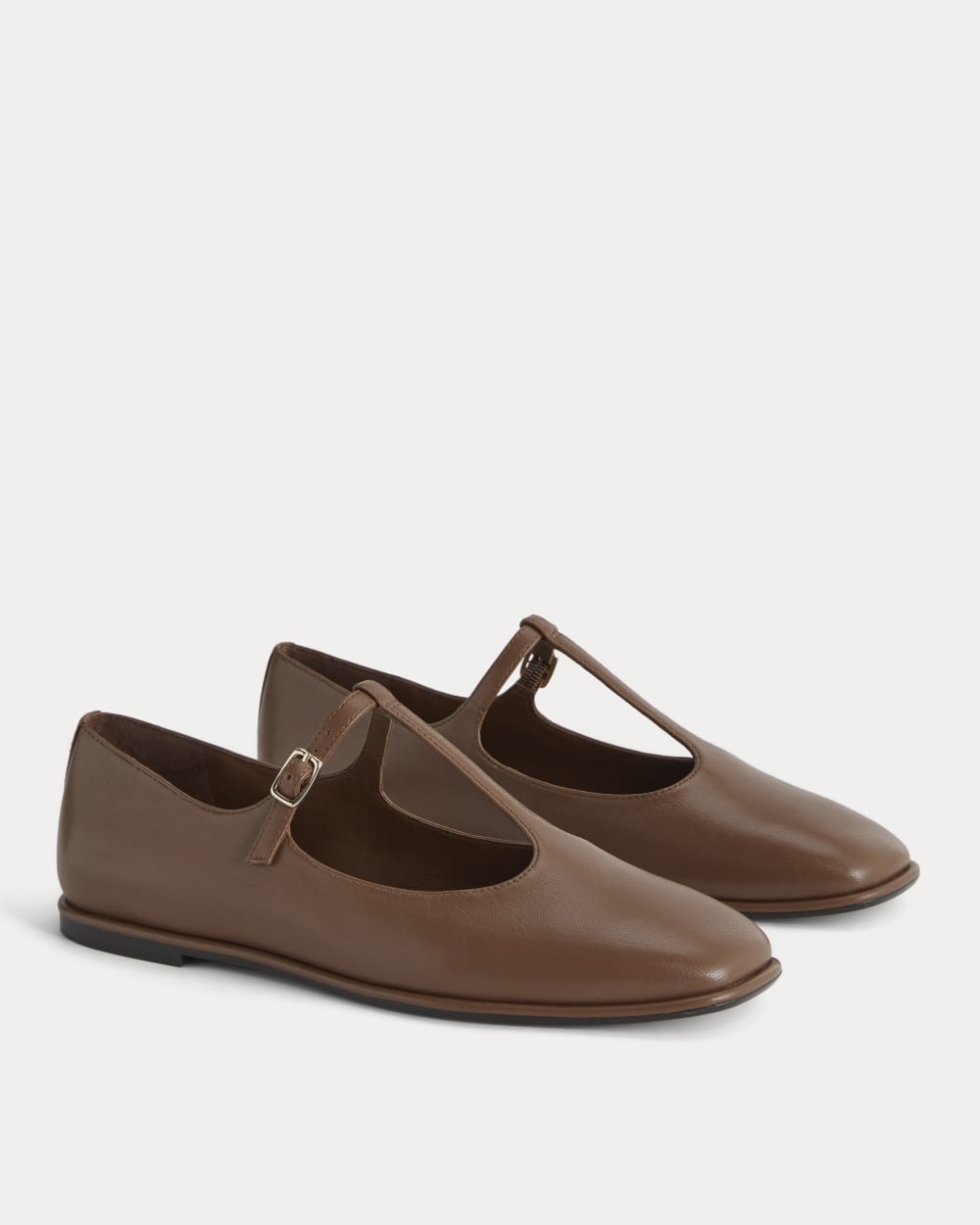 The Leather T-Strap Flat | Rum - Image 4