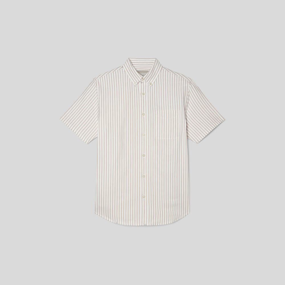 The Organic Short Sleeve Oxford Shirt | Sahara / Off-White - Image 2
