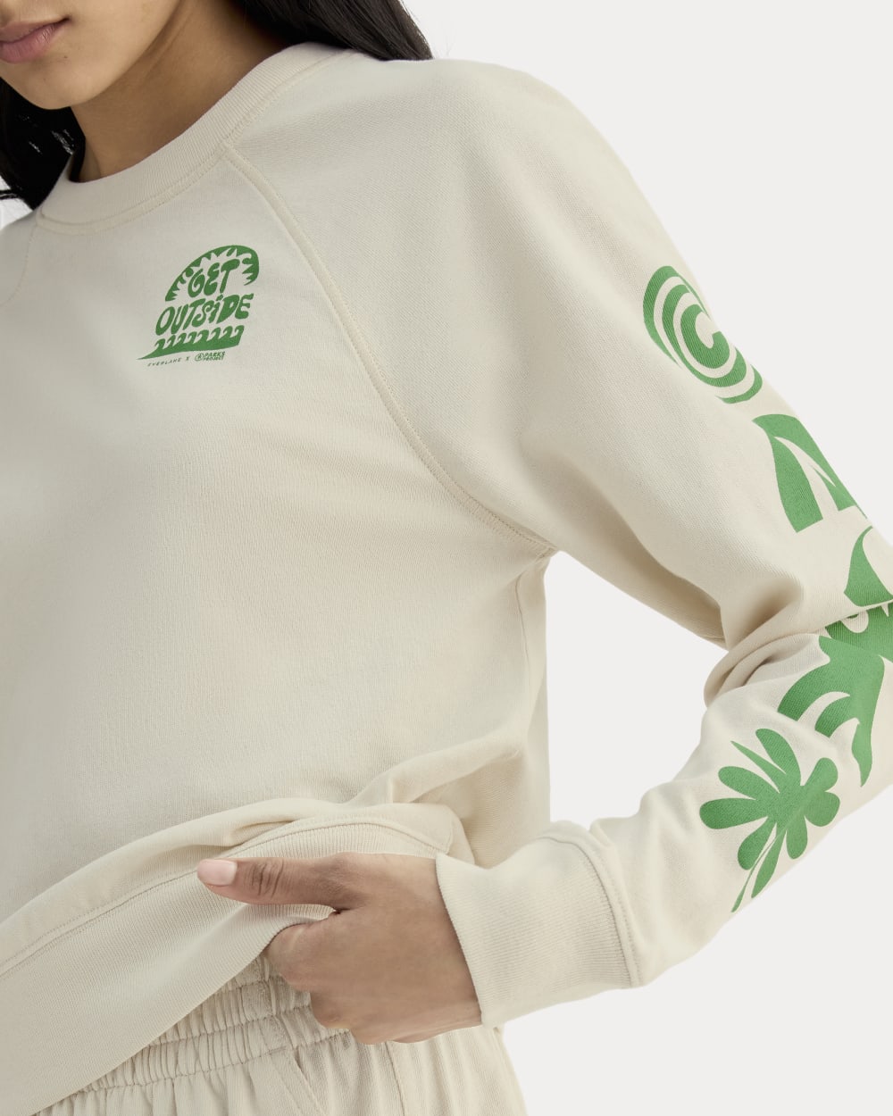 The Everlane x Parks Project Off-Duty Long-Sleeve Tee | Natural / Green - Image 4