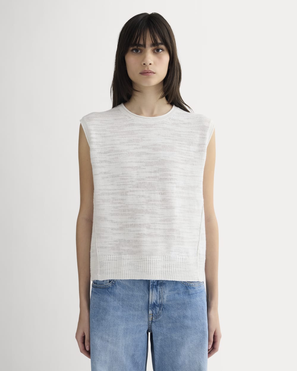 The Muscle Sweater in Cotton Linen | White