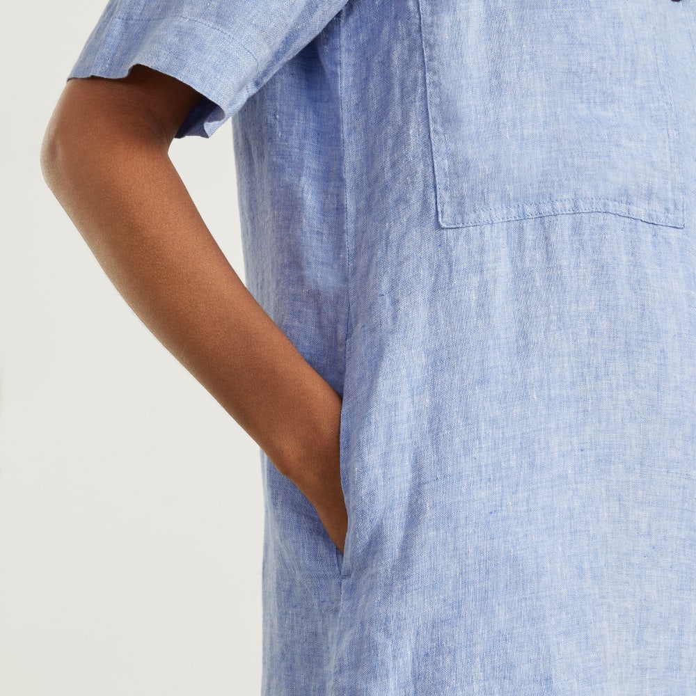 The Linen Workwear Dress | Medium Blue - Image 4