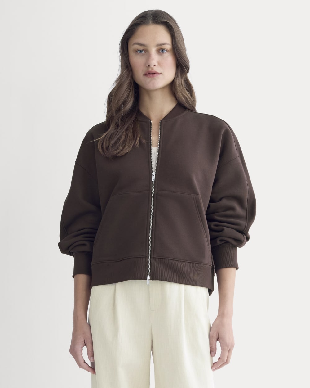 Luxe Fleece Bomber Jacket | Dark Chocolate