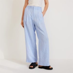 The Linen Way-High® Drape Pant  | Light Blue