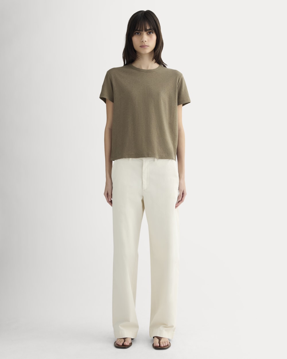 The Box-Cut Tee in Cotton Linen | Deep Taupe - Image 3