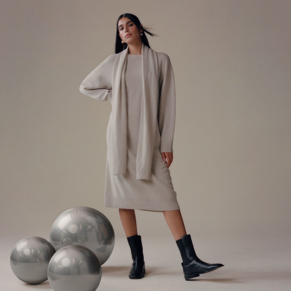 The Cashmere Midi Dress | Pale Heather Grey
