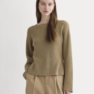 The Boatneck Top in Everyday Cotton | Dark Heathered Camel