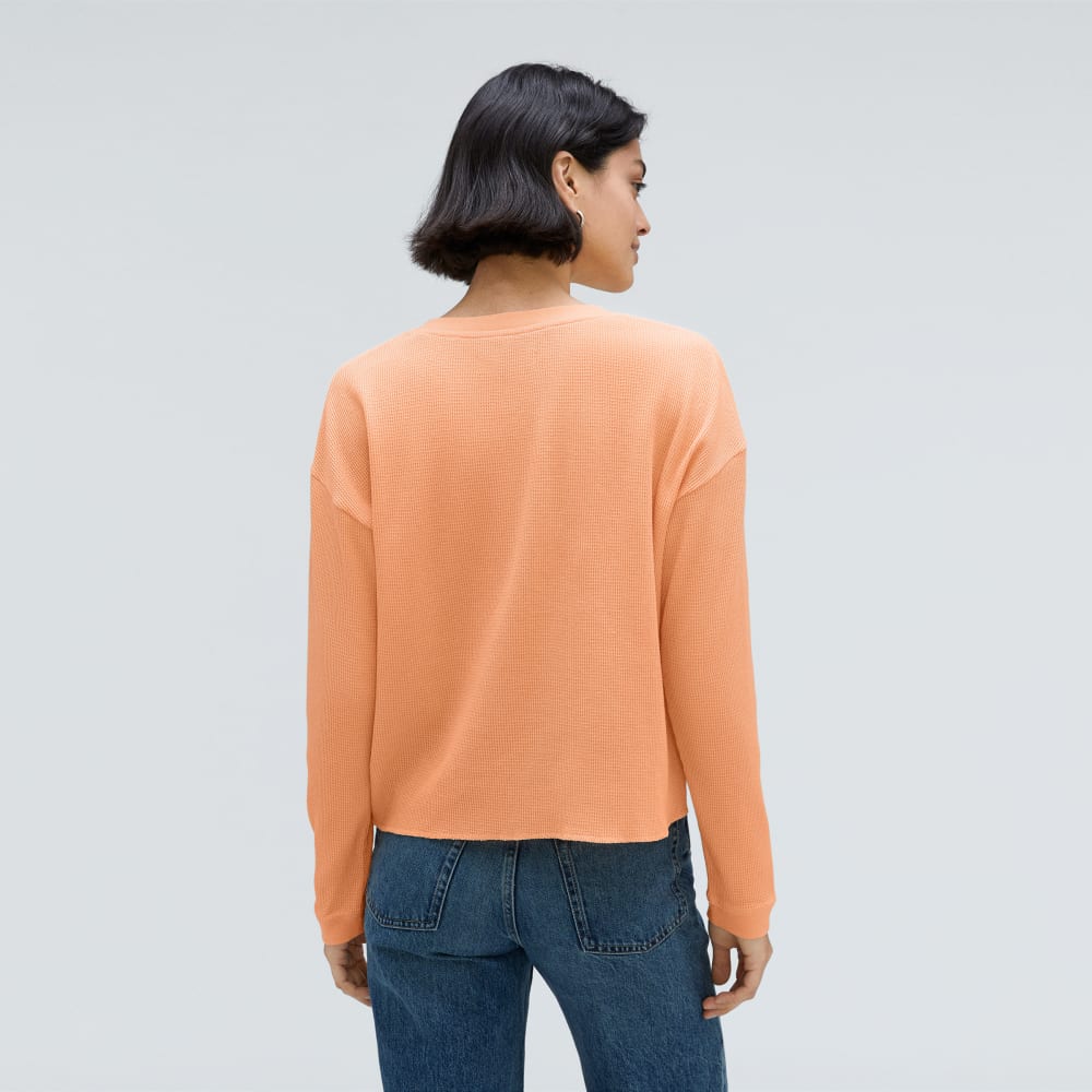 The Organic Cotton Waffle Henley | Orange Chiffon - Image 3