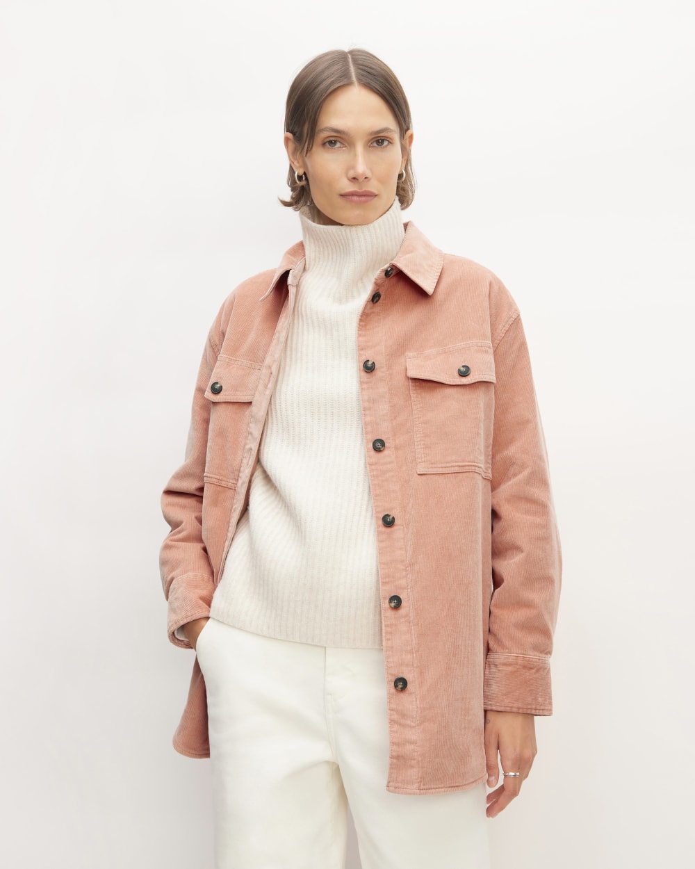 The Corduroy Oversized Shirt Jacket | Blush Pink