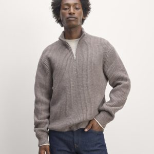 The Felted Merino Half-Zip Sweater | Taupe Melange