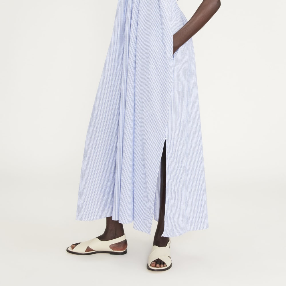 The Tie-Back Halter Dress | Mazarine Blue / Optic White - Image 6
