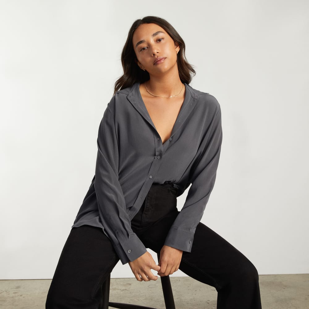 The Must-Have Shirt in Washable Silk | Slate Grey - Image 8