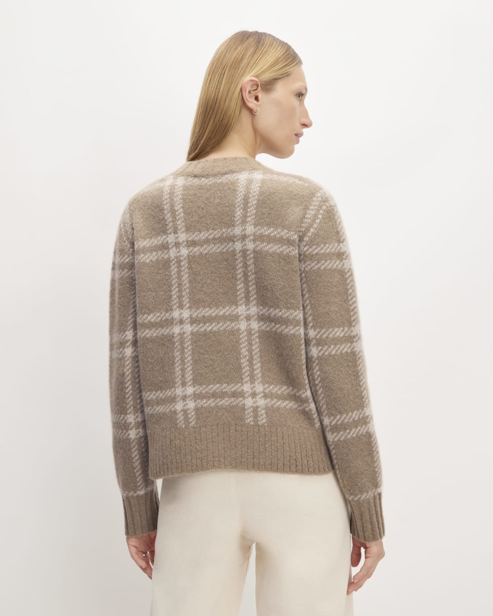 The Alpaca Cropped Crewneck Sweater | Wheat / Lightest Taupe - Image 6