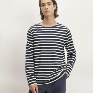 The Premium-Weight Long-Sleeve Mariner Tee |  Navy / Bone