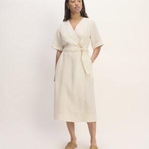 The Wrap Dress in Linen | Bone
