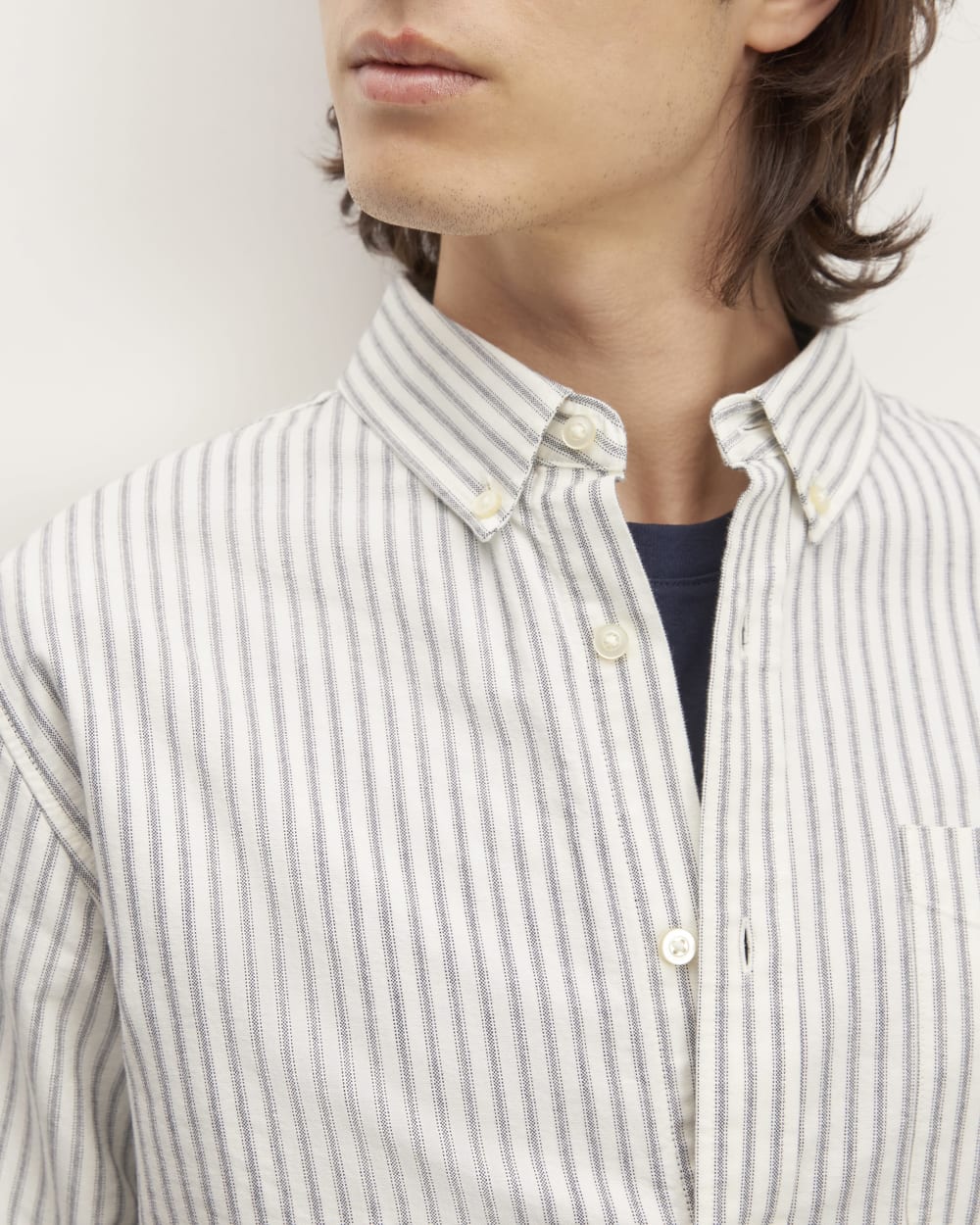 The Classic Oxford Shirt | Bone / Navy | Tall - Image 4