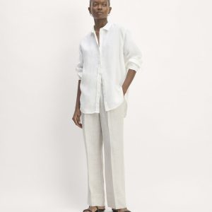 The Linen Easy Pant | Stone / White