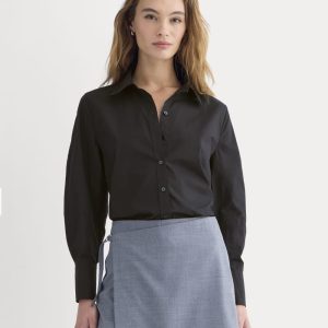 Lantern-Sleeve Shirt in Lightweight Cotton | Black