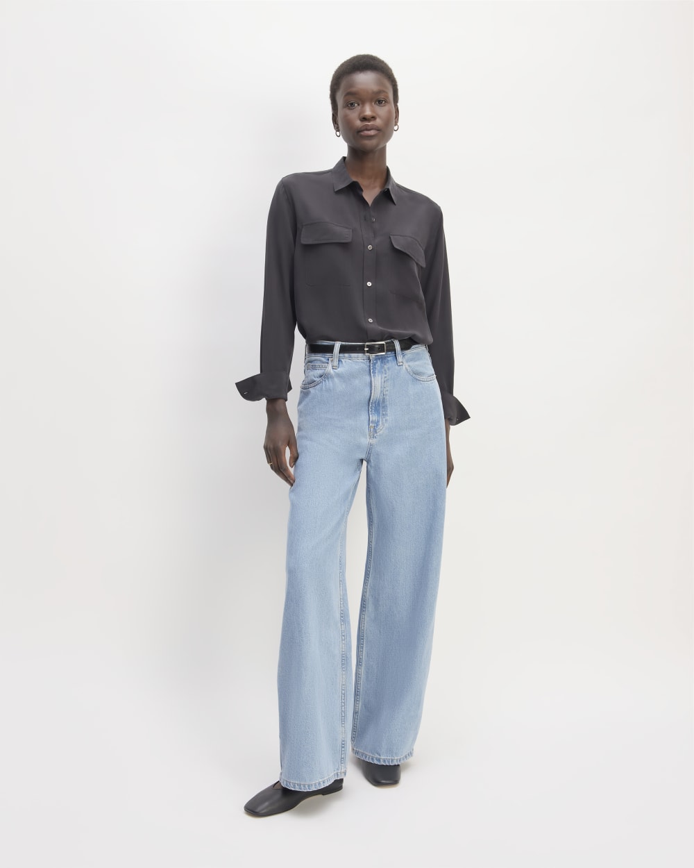 The Utility Shirt in Washable Silk | Black - Image 3