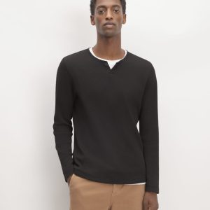 The Waffle Long-Sleeve Henley | Black