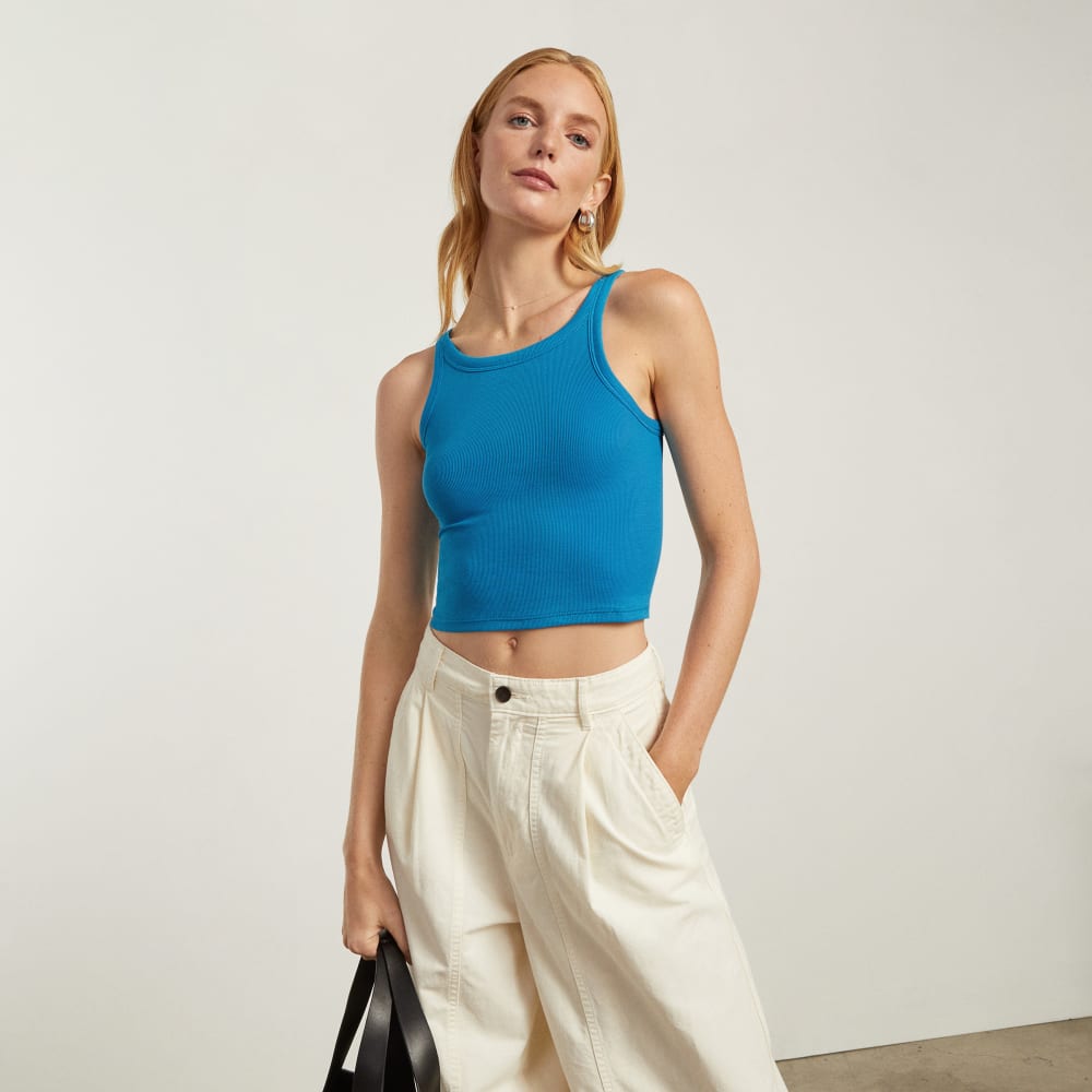 The Pima Micro-Rib Short Tank | Horizon Blue - Image 5