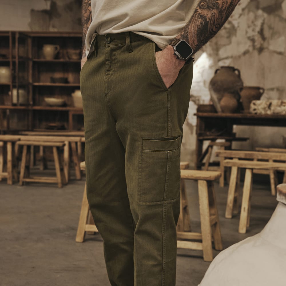 The Organic Cotton Herringbone Refined Cargo | Beech - Image 8