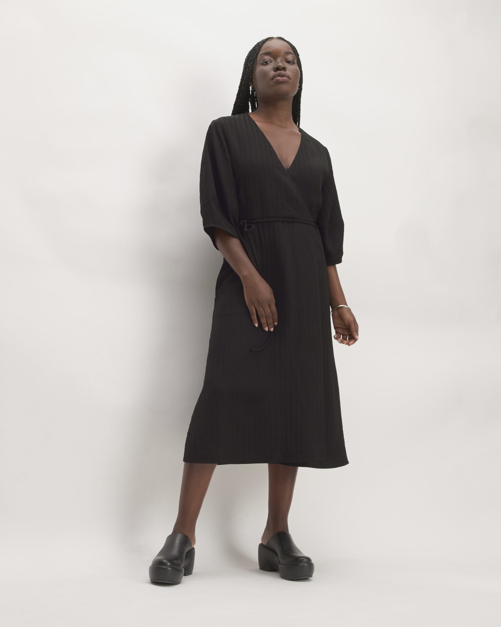 The City Stripe Wrap Dress | Black