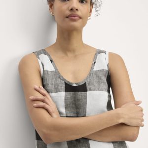The Scoop Tank in Linen | Bone / Black Check