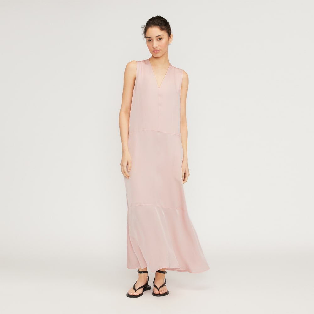 The Satin V-Neck Maxi Dress | Petal Pink