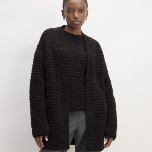 The Cloud Oversized Textured Cardigan | Black