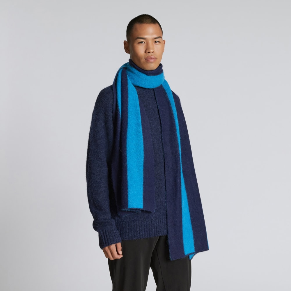 The Alpaca Patterned Scarf | Horizon Blue / Ocean Cavern - Image 4