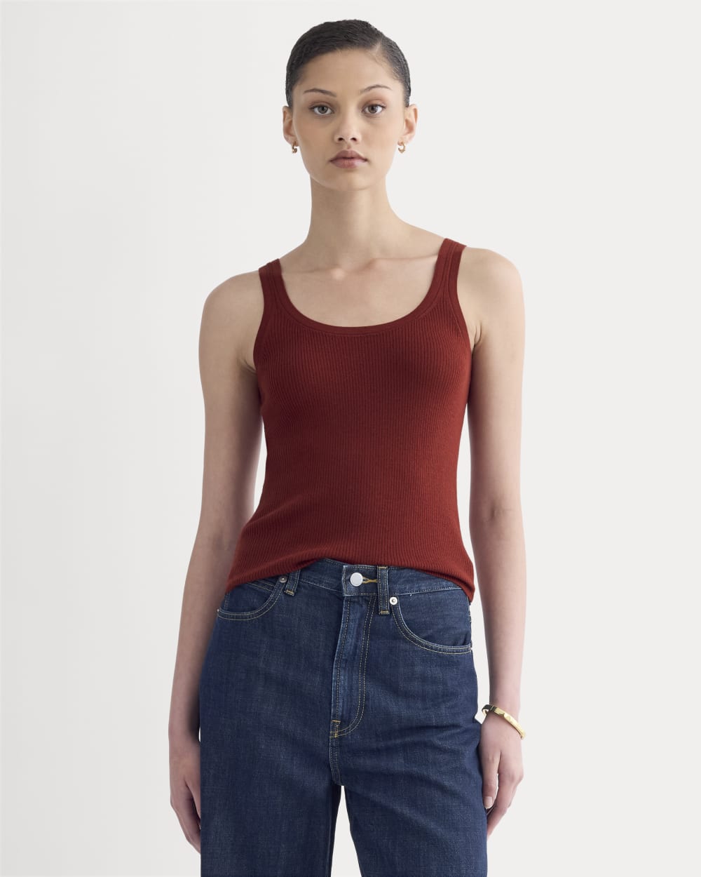 The Light Ribbed Cami in Ultrasoft Merino | Merlot
