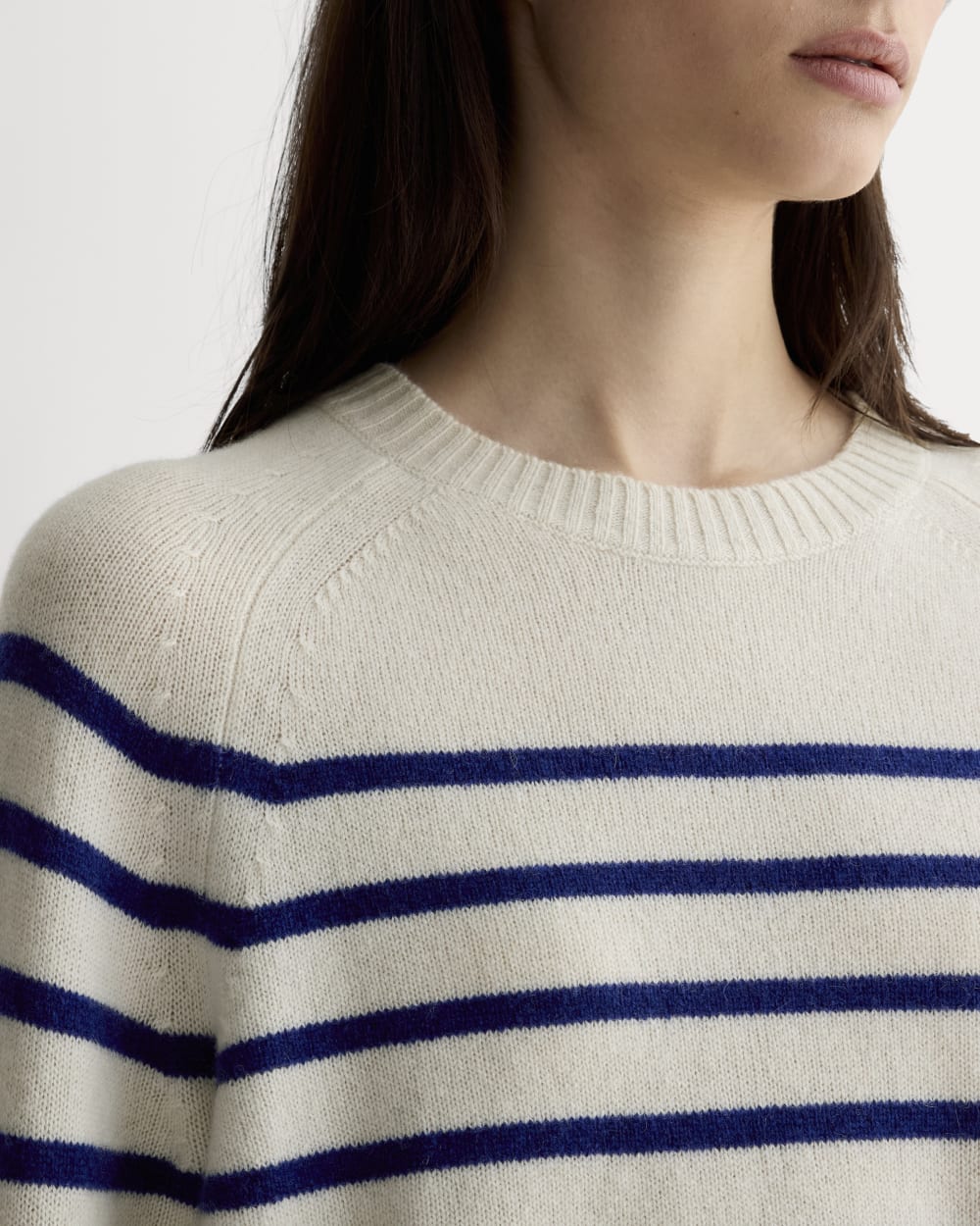 The Boxy Crew in Cashmere | Soft White / Deep Blue - Image 4