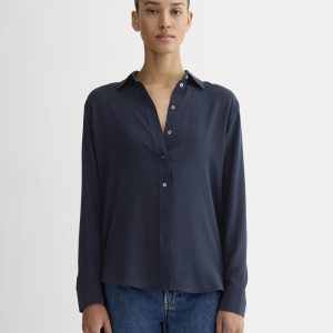 The Must-Have Shirt in Washable Silk | Navy