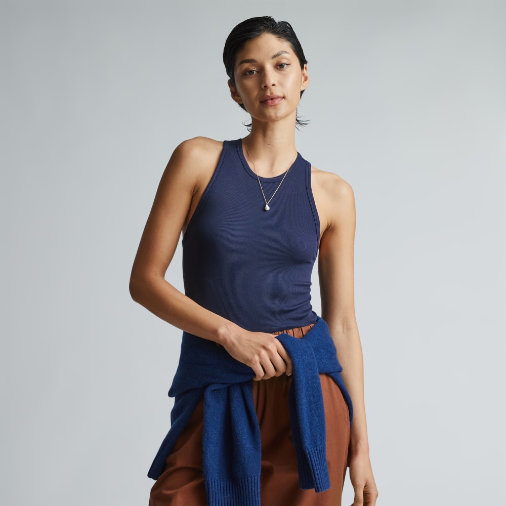 The Luxe Rib Racerback Tank | Navy