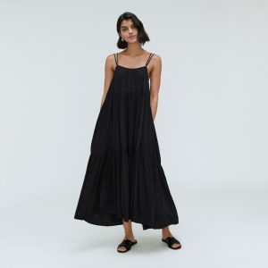 The Naia? Ripple Tiered Maxi Dress | Black