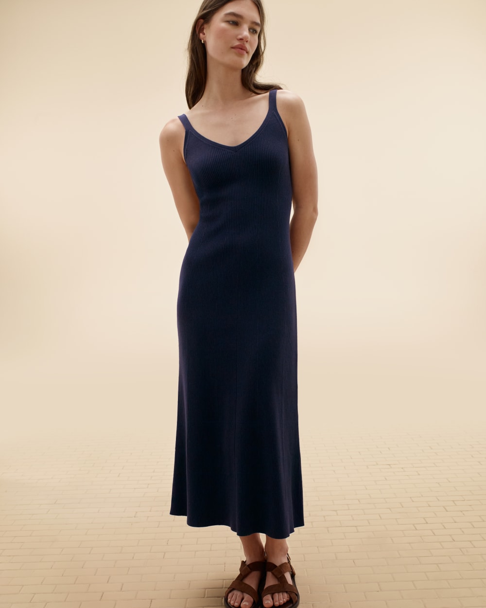 The Fine Knit Cami Dress | Navy - Image 6