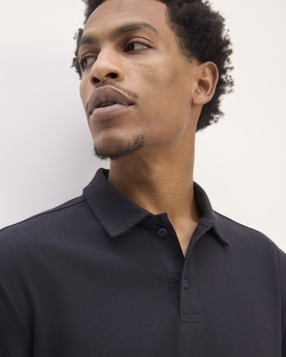 The Premium Weight Long-Sleeve Polo | Deep Navy - Image 4