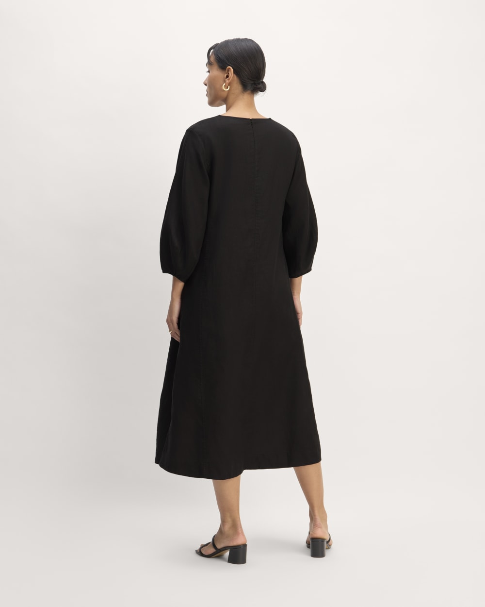 The Linen A-Line Midi Dress | Black - Image 6