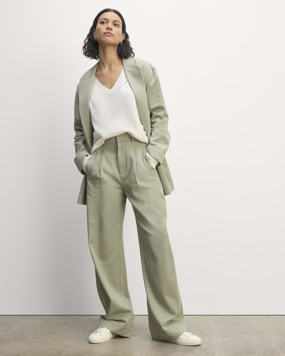 The Draper Pleated Pant in Buttersmooth | Seagrass | 32 Inseam