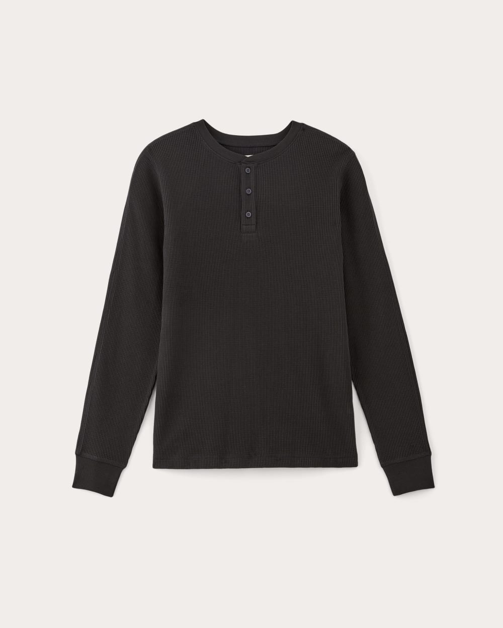 The Waffle Long-Sleeve Henley | Black - Image 2