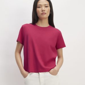 The Box-Cut Tee in Essential Cotton | Red Currant | No Pocket