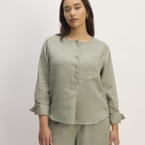 The Popover Shirt in Linen | Sage Green