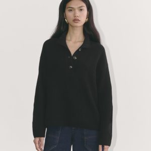 The Cocoon Henley in Wool Cashmere | Black