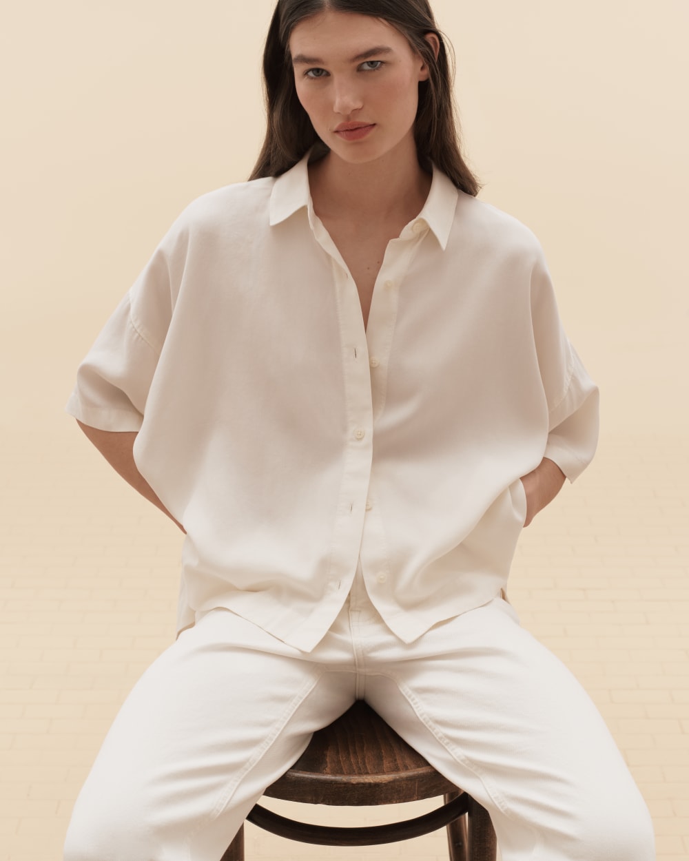 The Short-Sleeve Square Shirt in Butterlite | Bone - Image 7