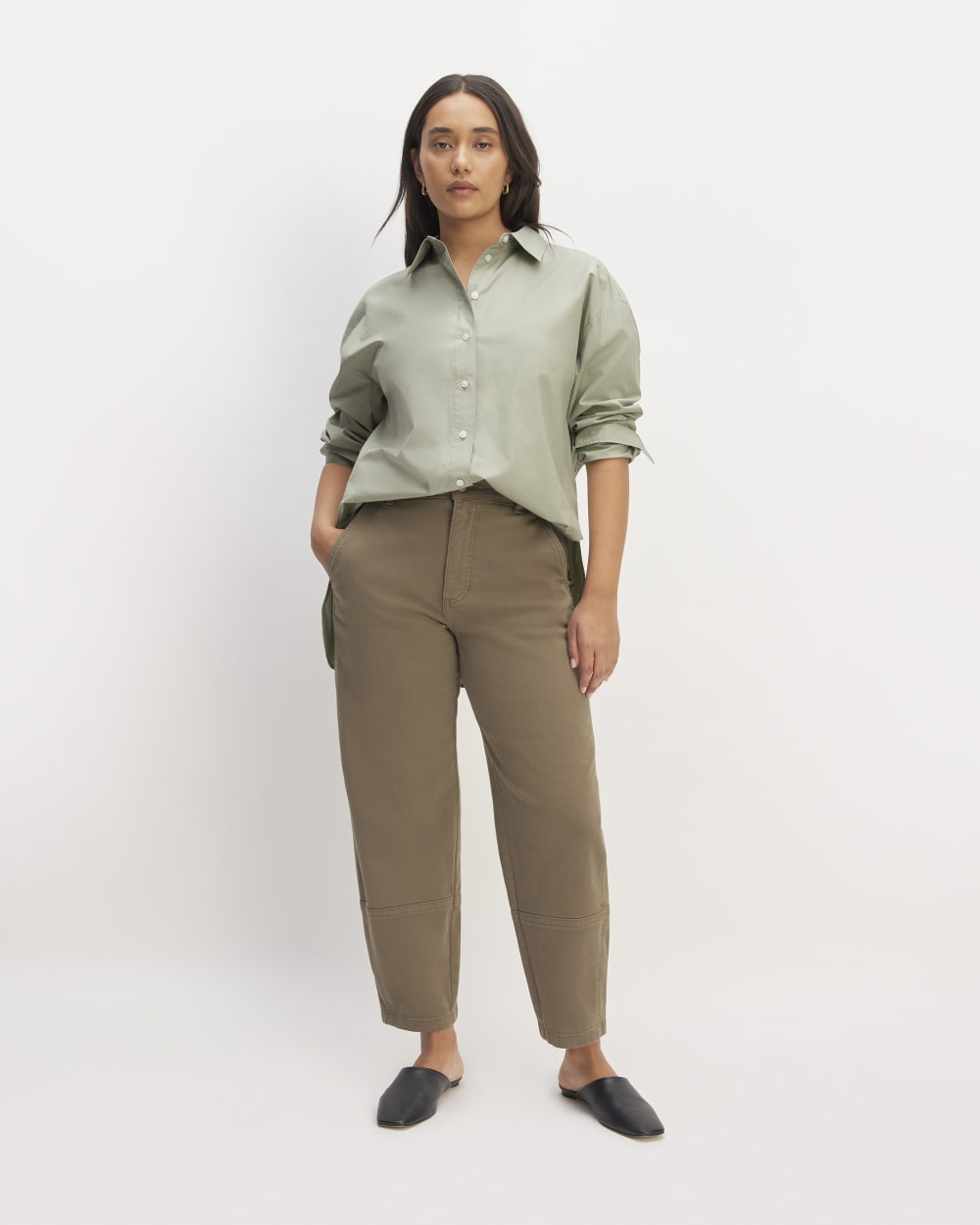 The Supima? Cotton Boyfriend Shirt | Sage Green - Image 3