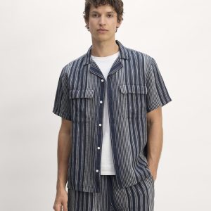 The Resort Shirt in Linen | Navy / Bone