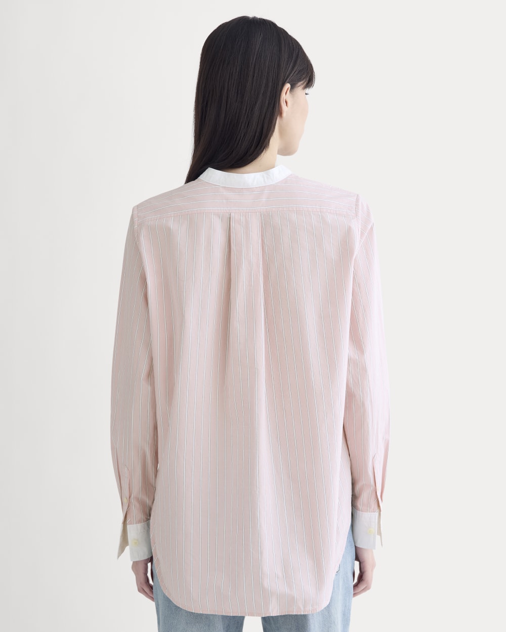 The Oversized Shirt in Ultrasoft Cotton | Pink / White - Image 5